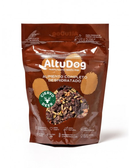 Menu déshydraté CERF AVEC RIZ 250G pour chiens - AltuDog