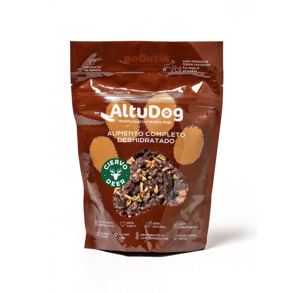 Menu déshydraté CERF AVEC RIZ 250G pour chiens - AltuDog